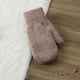 thumbnail image 2 of Guantes de piel de conejo para mujer, de color liso, de lana, con dedos completos, forro polar, gruesos, de punto, cálidos, para invierno, para pareja, 2 of 5