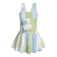 thumbnail image 4 of Tutolipy Floral Speckle Patchwork Design Sleeveless Bathing Suit, Comes with Lining Sleeveless Swim Dress for Girls, Casual for Summer, Size 5-6 Years, 4 of 8