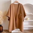 thumbnail image 4 of JULMCOMO Fleece Drape Shawl Wraps for Women Cross Front Tie Wrap Poncho Open Front Elegant Soft Warm Cape Cardigan for Fall Winter Brown, 4 of 9