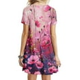 thumbnail image 4 of Viikei Casual T-Shirt Short Sleeve Dress,Women's Short Sleeved Dress with Floral Print Round Neck Dress Multicolor M, 4 of 5