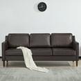 thumbnail image 2 of A&D Home Sedona Brown Faux Leather Modern Sofa, Upholstered Contemporary Couch, 2 of 8