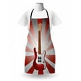 thumbnail image 3 of Guitar Apron, Modern Musical Element on a Background of Sunburst Effect Stripes, Unisex Kitchen Bib with Adjustable Neck for Cooking Gardening, Adult Size, Vermilion White, by Ambesonne, 3 of 4