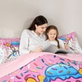 thumbnail image 4 of Castle Fairy Baseball Ice Cream Queen Bedding 7pcs, Sport Theme Dessert Bedding Comforter Set Queen, Pink Blue White,Pink Reversible, 4 of 7