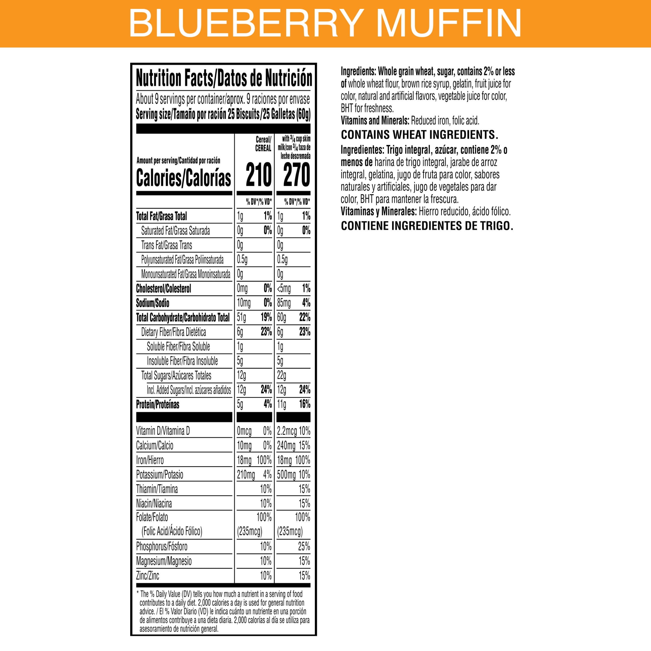 (8 pack) Kellogg's Frosted Mini-Wheats Blueberry Muffin Breakfast Cereal, 48g Whole Grain, Family Size, 20  oz