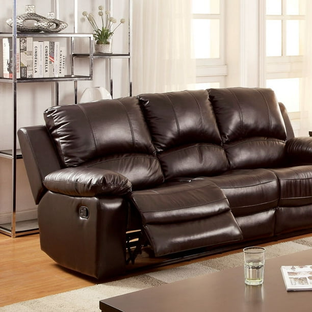 Furniture Of America Davenport Rustic Dark Brown Leather ...