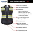 thumbnail image 6 of ProtectX 6 Pockets High Visibility Zipper Front Safety Vest with Reflective Tape Strips, Lightweight & Solid Fabric, ANSI/ISEA Certified Class 2, Black - 3X Large, 6 of 7