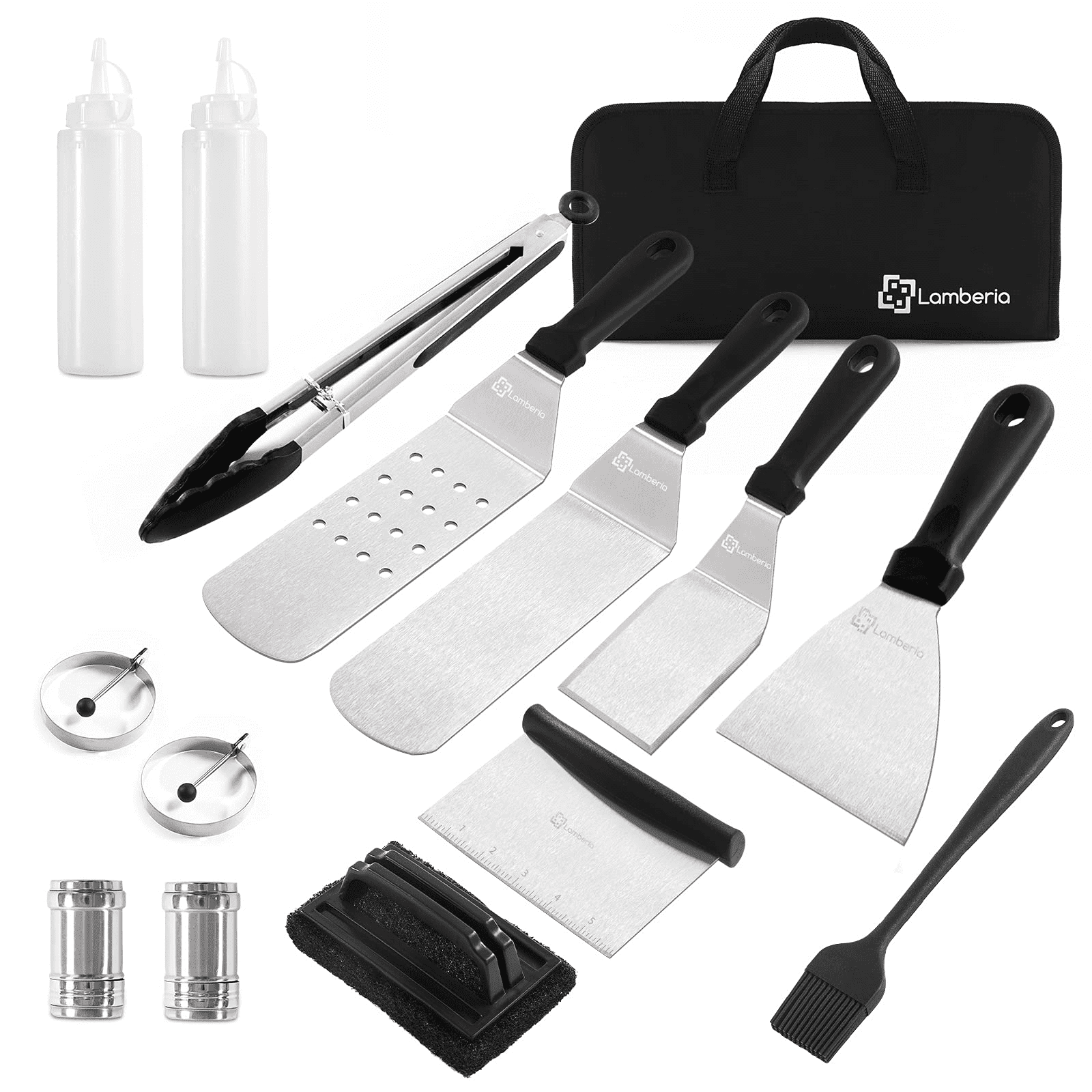 15 Piece Tainless Steel Grilling Utensils Set With BBQ Griddle Accessories Kit 