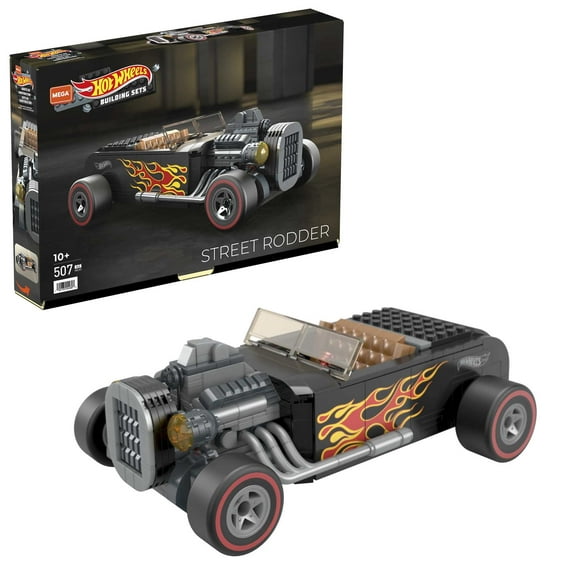 Mega Hot Wheels Street Rodder Racecar Building Set with 493 Pieces with Micro Figure Driver Figure, Toy Gift Set for Adult Builders