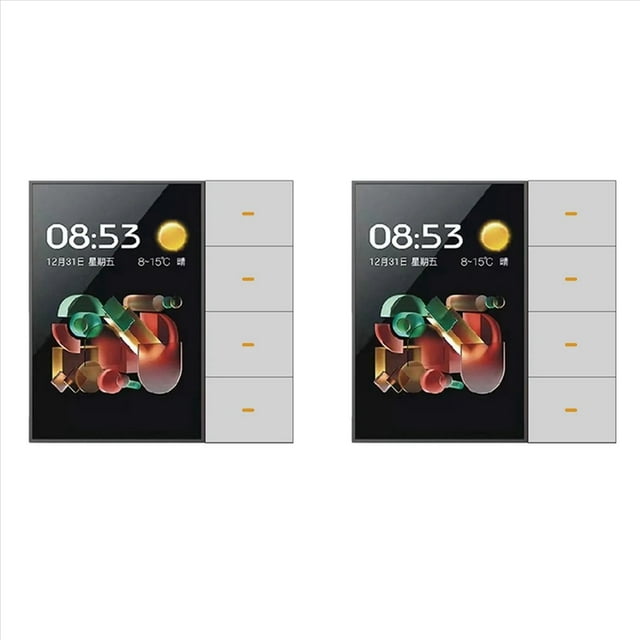 2X Interruptor de Pared Inteligente Tuya Zigbee de 3,5 Pulgadas con Pantalla Táctil, 4 Grupos, 8 Direcciones, Sensor de Radar, Interruptor de Atenuación, Hogar Inteligente B