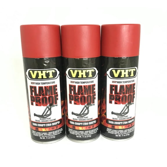 VHT SP109-3 PACK High Temperature Flame Proof FLAT RED Header Spray Paint - 11oz
