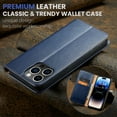thumbnail image 4 of Wallet Case For iPhone 15 Pro Max, Case Wallet-High Quality Leather Magnetic Closure Case-RFID Blocking Card Holders-Shockproof TPU Shell Folio Cover Women Men For iPhone 15 Pro Max, Blue, 4 of 7