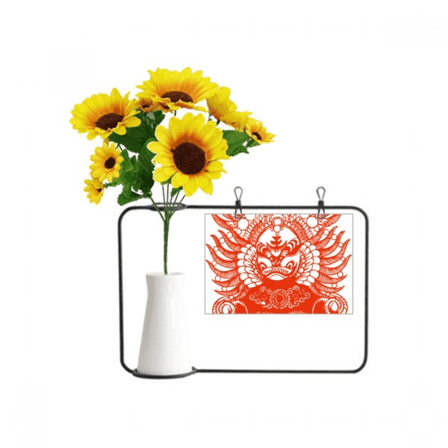 Peking Opera Red Gongtongguan Paper-cut Artificial Sunflower Vases Bottle Blessing Card