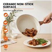 MCQ 17 Pcs Nonstick Cookware Set Pots and Pans, Non-toxic with Stay-Cool Handles for Kitchen, Beige