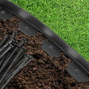 Garden Edging, 100ft No-Dig Landscape Edging with 150 Spikes for Lawn, 2 Inch Tall for Landscaping, Flower Gardens, and Lawn(Black, 100FT)