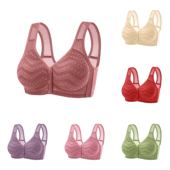 Women's Front Fastening Plus Size Bra,, Underwear, Without Underwire, Adjustable Straps, Soft, Comfortable, Breathable Support, Anti-Sagging for Elderly Women | TruBelle,Beige L