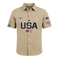 thumbnail image 2 of Mens 250 Anniversary USA Shirt Patriotic American Flag Polo Tshirt 1776-2026 Anniversary Button Up Lapel Shirts with Bold Lettering and Flag Details Khaki XXXXXL, 2 of 4