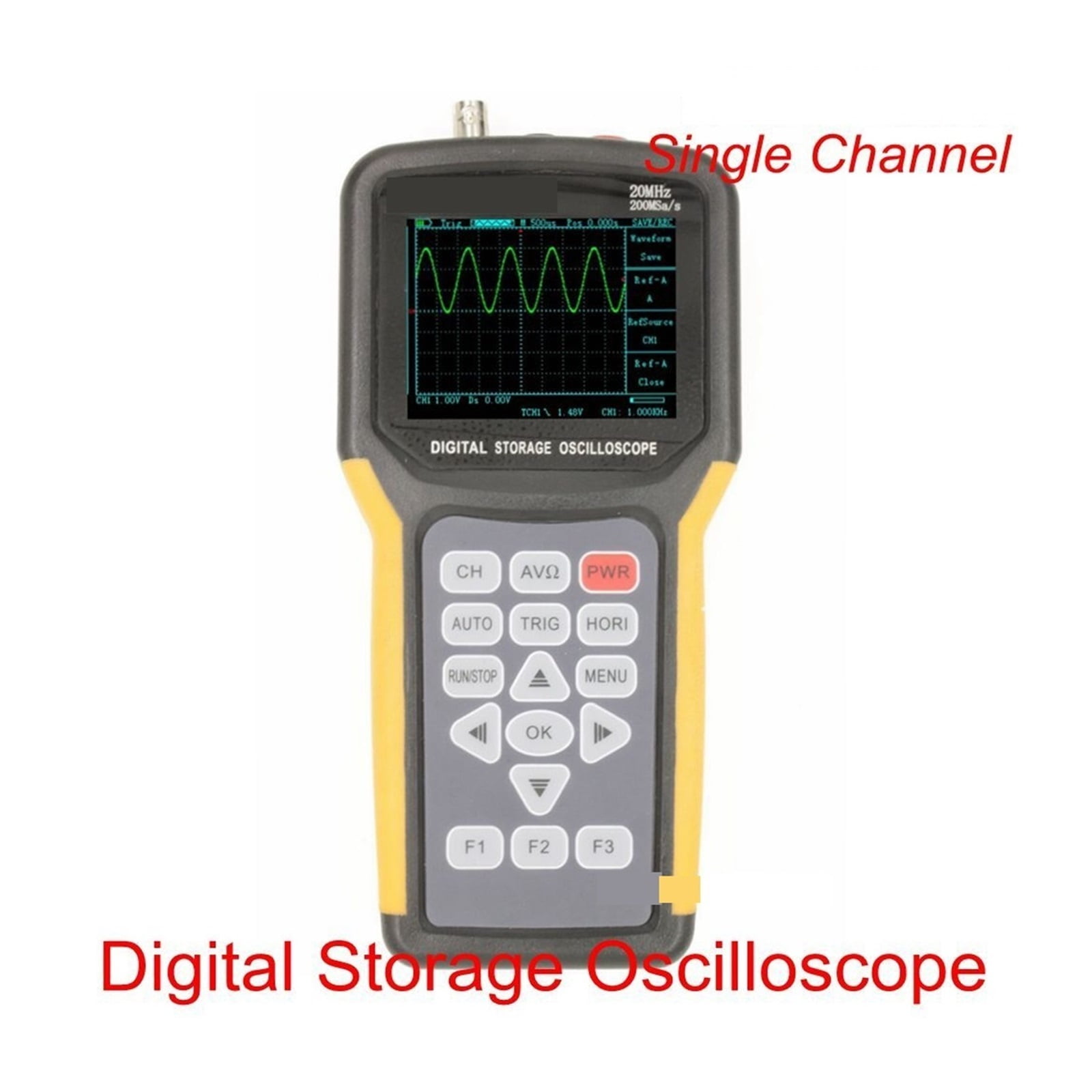 Handheld Oscilloscope Portable Digital Storage Oscilloscope Multimeter Single Channel 20MHZ Probe 200MS/S ,Professional Designed