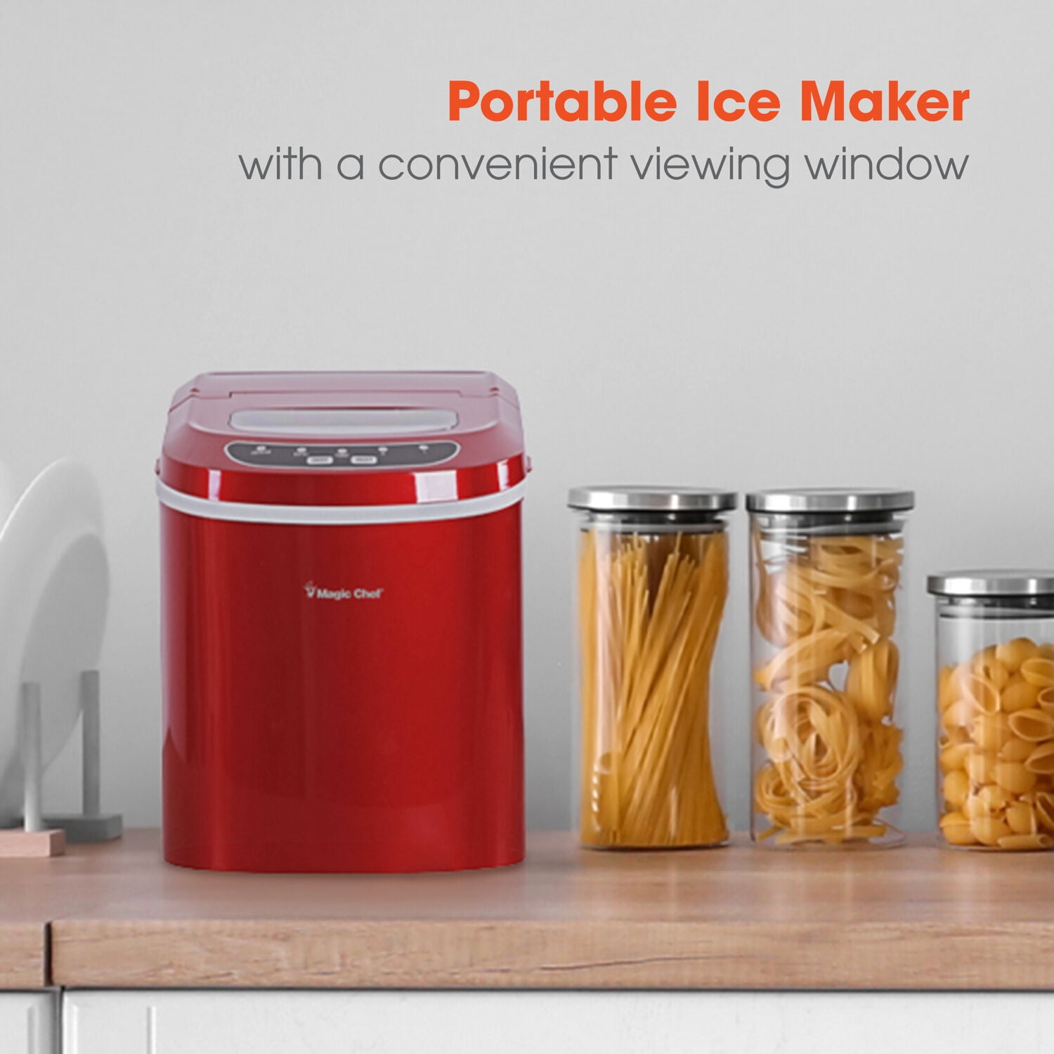 Magic Chef 27-lb. Capacity Portable Countertop Ice Maker, Red