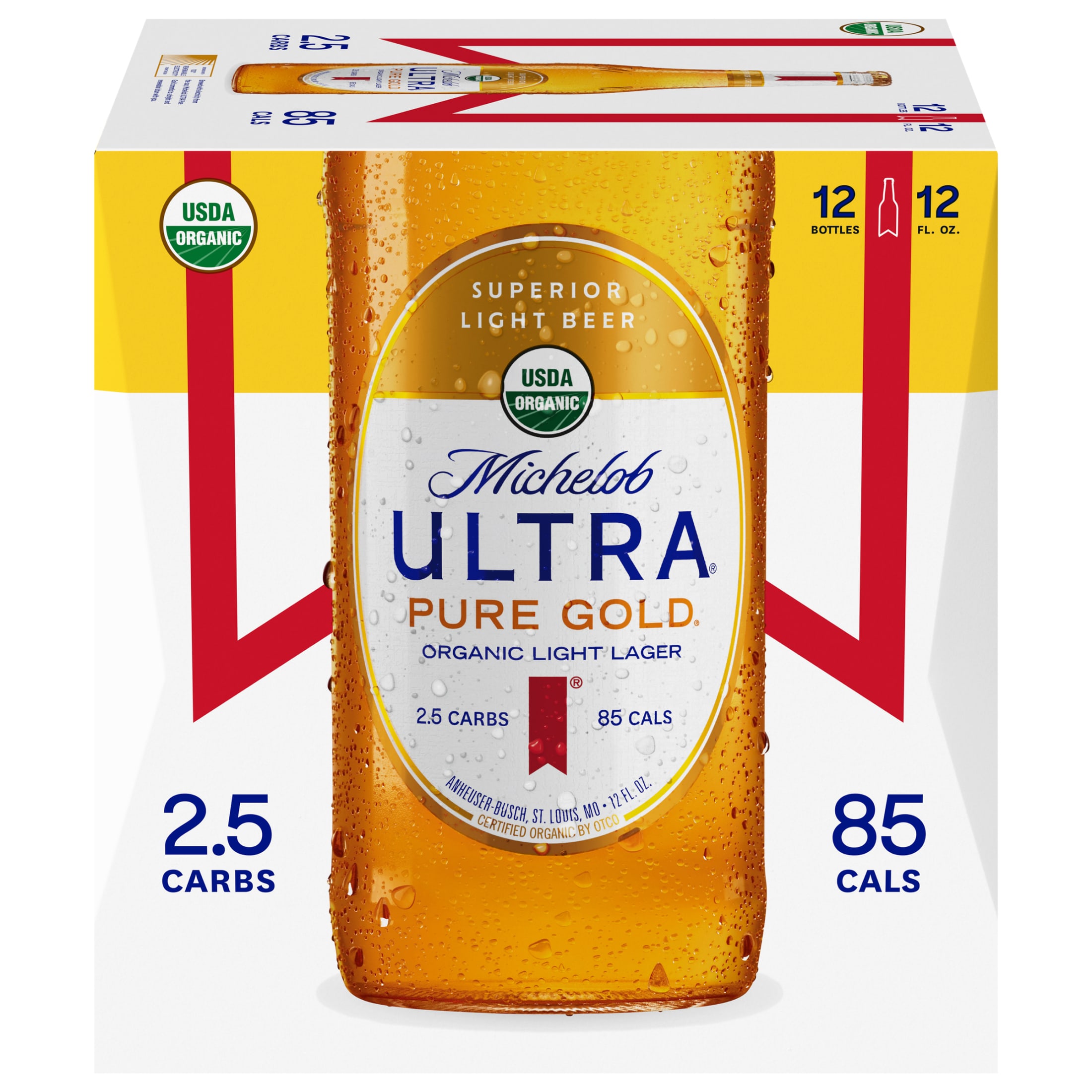 Buy Michelob Ultra Pure Gold Organic Light Lager, 12 Pack Beer, 12 FL OZ Bottles, 3.2 ABV