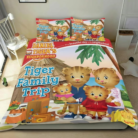Daniel Tiger's Neighborhood-themed Bed Sheet Set Three Piece Set Comfortable And Skin Friendly Unique Design Home Decor Gifts For Family Friends fans36x75Inches（90cm*190cm）