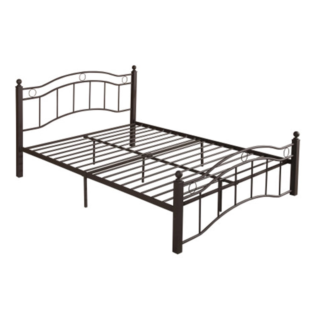 King Size Metal Platform Bed Frame with Vintage Antique Pipe Headboard and Footboard Mattress Foundation Farmhouse Style No Box Spring Needed