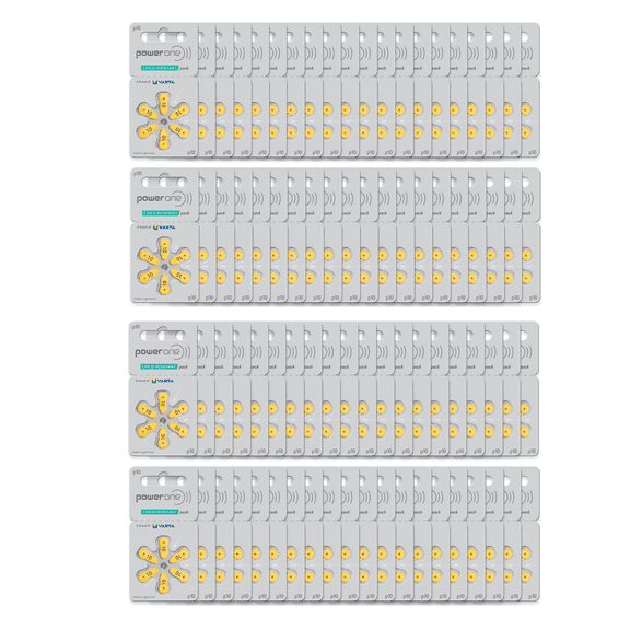 480 x Size p10 PowerOne Hearing Aid Batteries