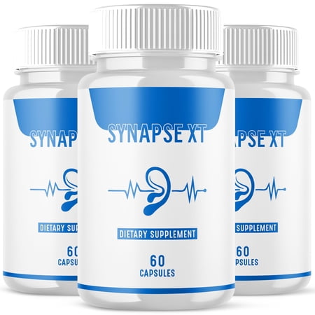 Synapse XT - Tinnitus Support for Healthy Middle and Inner Ear Structures, Including Cilia, Nerves, Hormone Levels and Blood Supply White Pills - 180 Capsules (3 Pack)