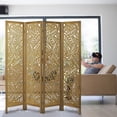 thumbnail image 2 of Fionafurn 4 Panel Wooden Room Divider, Cutout Room Dividers and Folding Privacy Screens, Brown, 2 of 8