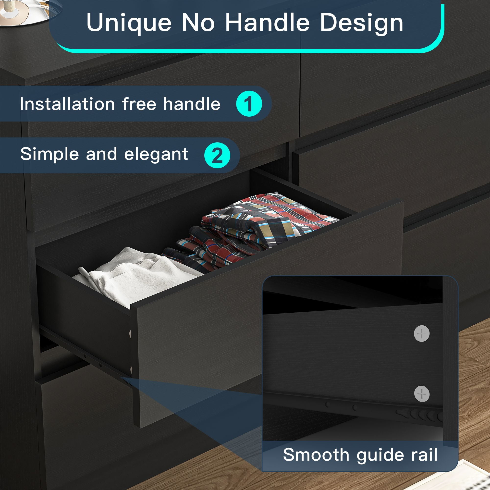 Finihen 9 Drawer Double Dresser, Modern 9 Chest of Drawers with Deep Drawers, Wide Storage Organizer Cabinet for Living Room, Kids, Black Finihen 9 Drawer Double Dresser, Modern 9 Chest of Drawers with Deep Drawers, Wide Storage Organizer Cabinet for Living Room, Kids, Black