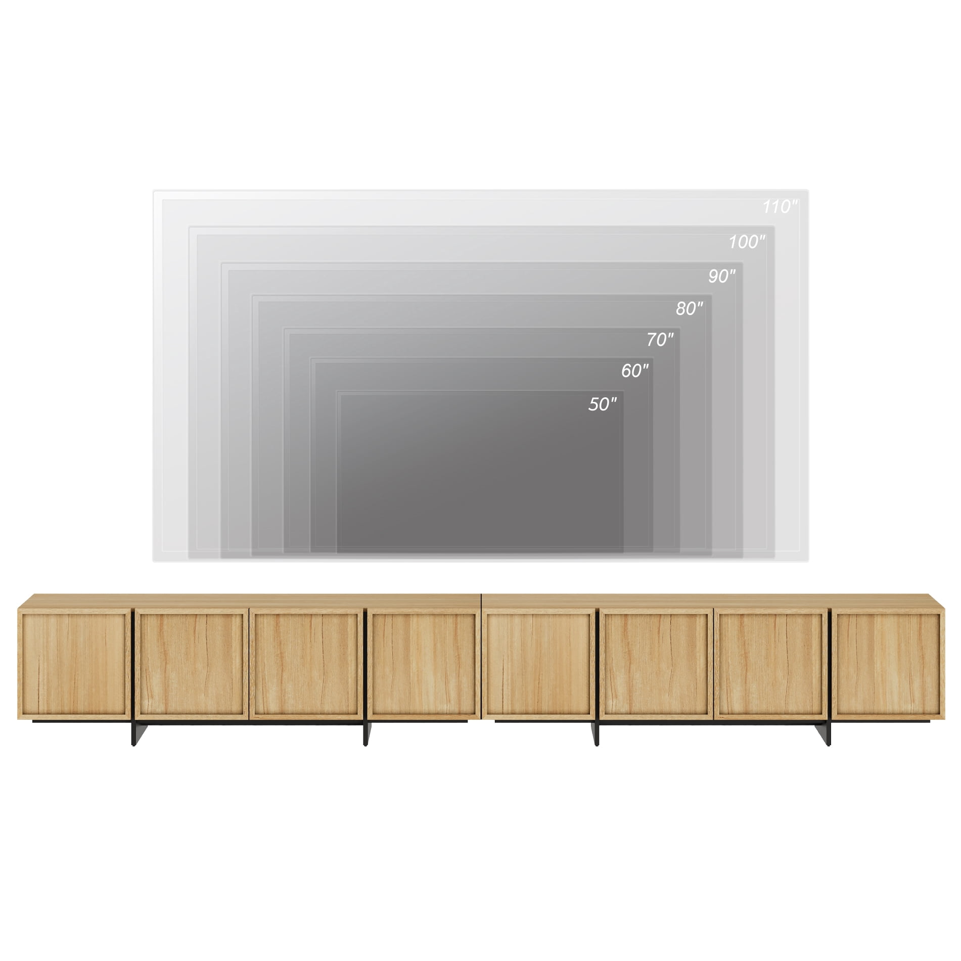 WAMPAT Modern TV Stand for 32-110 inch TVs, Wood Entertainment Center with Storage Cabinets, Media TV Console Table for Living Room, Oak
