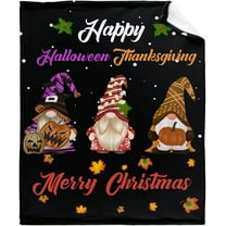 JOOCAR Happy Halloween Thanksgiving Christmas Flannel Throw Blanket Soft Warm Gnomes Print Blankets for Bed Couch Sofa Room Decoration Gifts 60”×50” XSmall for Pets