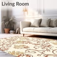 thumbnail image 2 of ODIKA 6'x9' Machine Washable Non-Slip Area Rug, Elegant Damask Motif with Flowing Scrolls and Refined Ornamental Details High Traffic Rug with Pad, Beige, 466285, 2 of 8