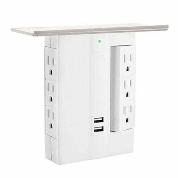Multi Plugs Socket Shelf 8 Port Surge Protector 6 Wall Outlet Extenders