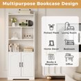 thumbnail image 6 of 63" Tall Freestanding Bookcase, Wood Storage Cabinet with Open Shelves & Closed Doors for Living Room Home Office, White, 6 of 8