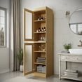 thumbnail image 2 of 100% Solid Wood 16.5" Bathroom Cabinet with Frosted Glass Doors and Adjustable Shelves, 2 of 5