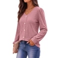 thumbnail image 4 of Fantaslook Tops for Women V Neck Long Sleeve Blouses Eyelet Casual Fall Shirts Trendy, 4 of 9