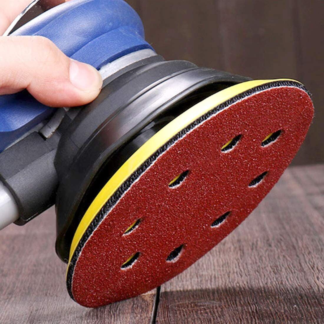 100PCS 80 Grit 5 inch Sanding Discs Hook Loop 8-Hole Orbital Sander Paper Pad