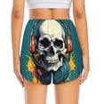 thumbnail image 3 of Picia Modern Hip-Hop Skull Pattern Women's 2 in 1 Athletic Running Shorts High Waisted Workout Casual Gym Sweat Shorts with Comfy Liner Zipper Pockets-Medium, 3 of 9