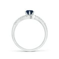 thumbnail image 2 of ANGARA Natural Prong-Set Sapphire Bypass Ring with Diamond Accents in 14K White Gold for Women (Size-5mm) | September Birthstone, Anniversary, Jewelry Gift for Women | Natural Blue Sapphire Ring, 2 of 8