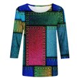 thumbnail image 4 of IROINID en Solde Polyester T-shirt à Manches Longues pour Femmes Confortable Imprimé T-shirt Ample Blouse Col Rond Hauts, Vert, 4 of 5
