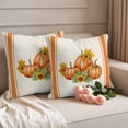 thumbnail image 2 of Orange Fall Outdoor Waterproof Pillow Covers, Thanksgiving Sunflower Pumpkin Stripe Decorative Square Throw Pillowcase Sofa Cushion Sham for Patio/Couch/Chair, 16"x16" 2 Pack, 2 of 8