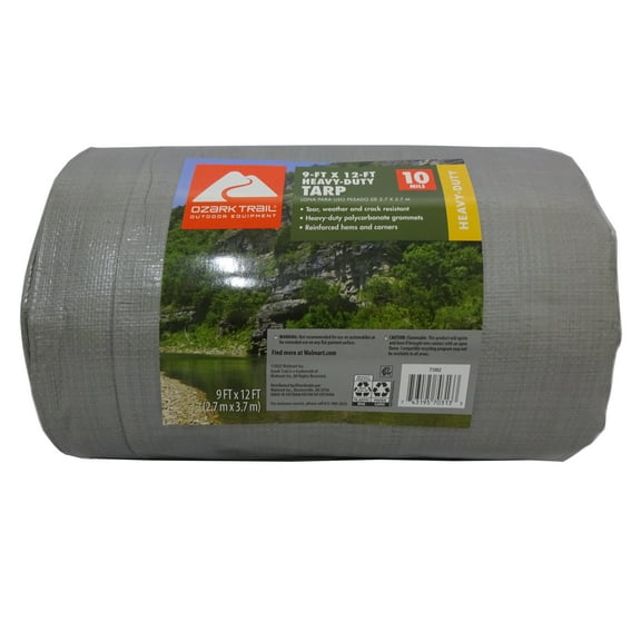 Ozark Trail 9' x 12' Heavy-Duty Weather Resistant Tarpaulin with Reinforced Corners and Grommets