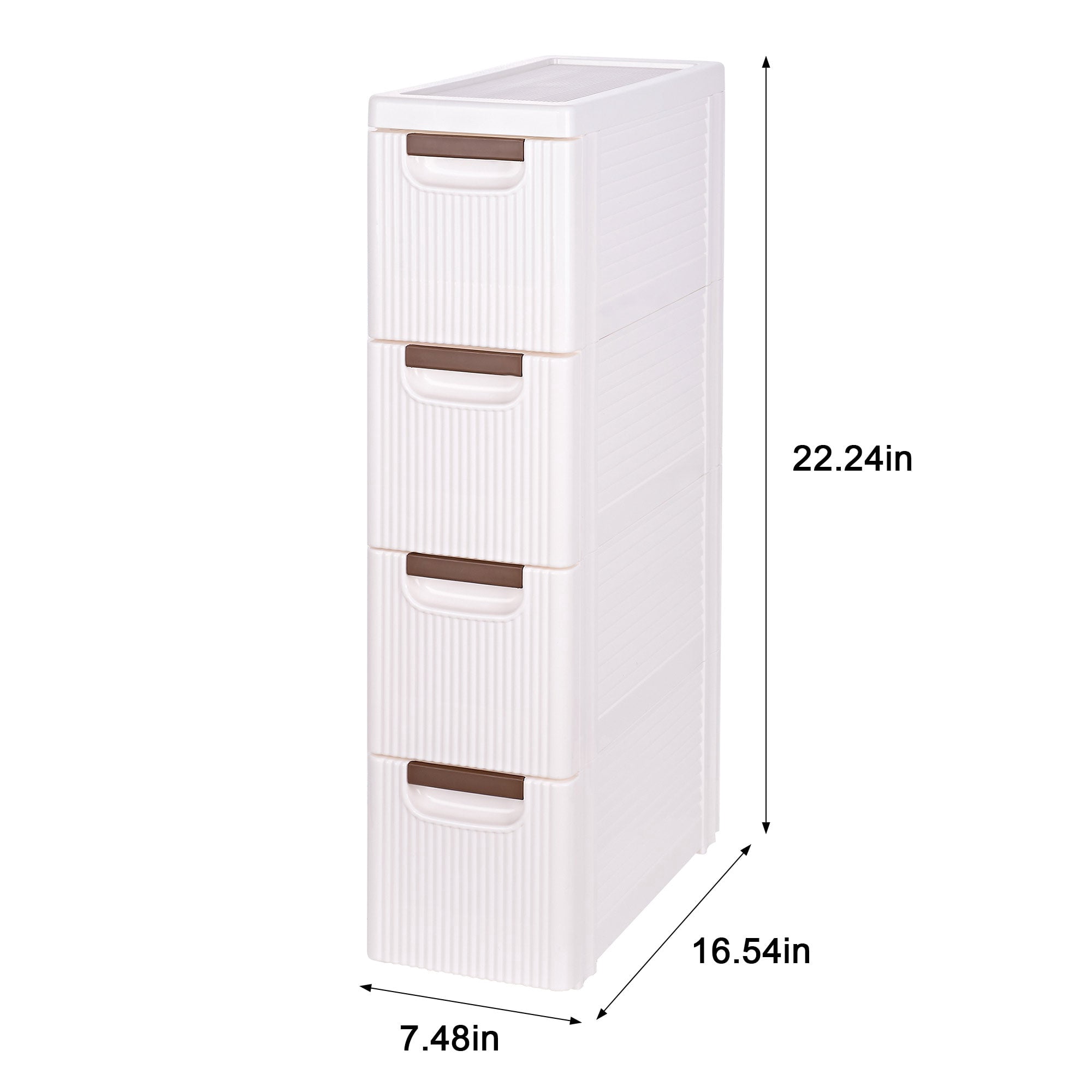 VECELO Bathroom Stackable Storage Combination, Floor Standing Side Cabinet, Moveable Plastic Narrow Slim Corner Slide Out Drawer Storage Cabinet for Bedroom Kitchen, White