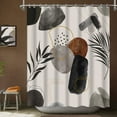 thumbnail image 2 of Boho Shower Curtain Abstract Mid Century Navy Blue Gold Colorful Modern Geometric Leaves Plant Neutral Minimalist Chic Bathroom Curtain Decor Set with 12 Hooks Waterproof Fabric, 72" x 72", 2 of 6