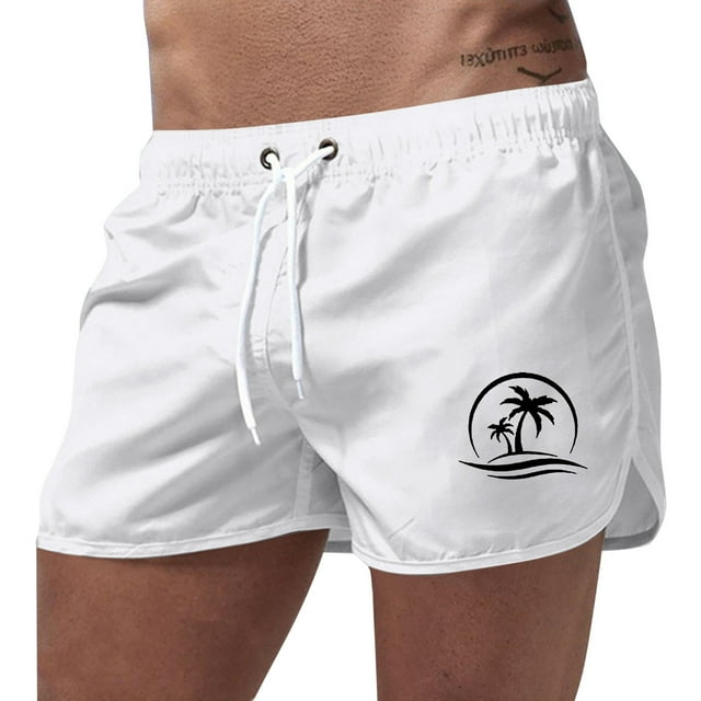 Men Swim Trunks 5 Inch Inseam Elastic Waist Drawstring Swim Shorts Lightweight Swimsuit for Men Men's Swim Trunks Summer Beach Loose Fit Bathing Suit Beach Board Shorts
