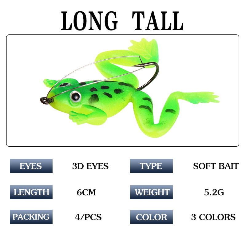 4PC/Set 6cm 5.2g Set Of Sea Soft Rog Rubber Fishing Lures Jigs Plastic Fish With Hookfish Carp Reel