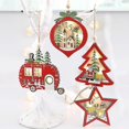 thumbnail image 3 of Christmas decorations, Christmas tree pendants, wooden color luminous small pendants, Christmas tree car ornaments (cars, bells), 3 of 5
