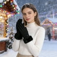 thumbnail image 5 of Wipya Thermal Fleece Lined Gloves Winter for Women Windproof Touchscreen with Elastic Cuff Daily Wear and Outdoor Activities Black, 5 of 7