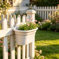 thumbnail image 5 of Wall Mounted Plastic Planter Balcony Railing Hanging Pot Fence Mount Garden Container Light Gray, 5 of 6