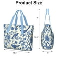 thumbnail image 3 of Tote Bag for Women - Blue Pioneer Flower and Bird Shoulder Bag - Large Utility Work Duffle Bag with Zipper Handbag for Travel, Work, Sprots, 3 of 5